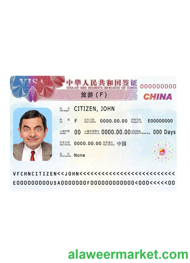 China visa 2019 present version 2